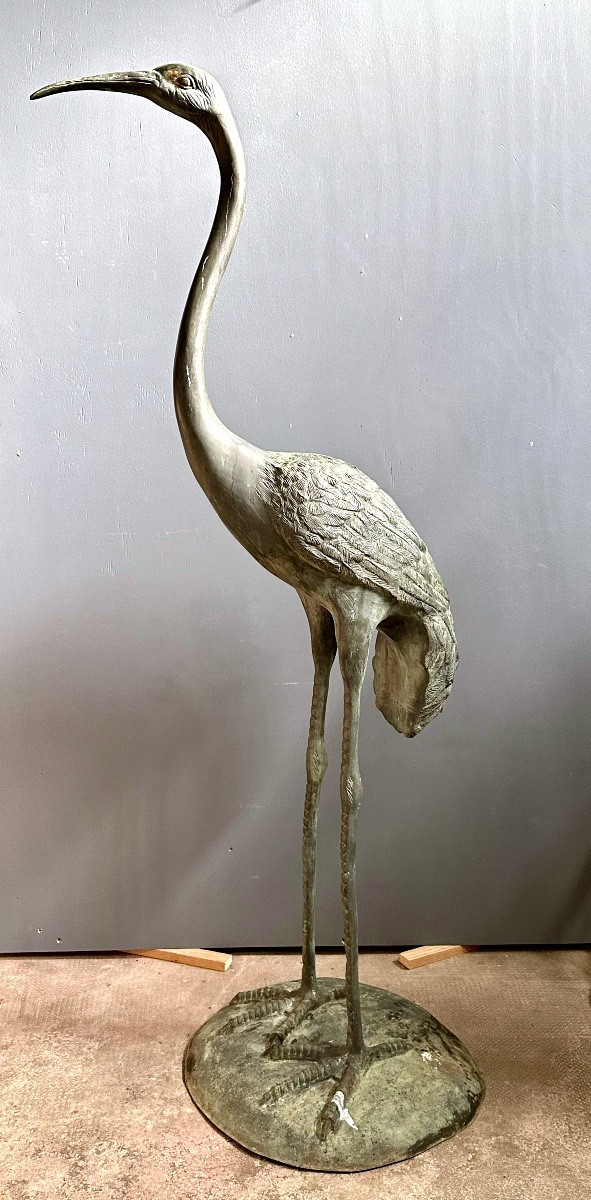 Scultura decorativa in bronzo raffigurante airone – Inizi del XX secolo