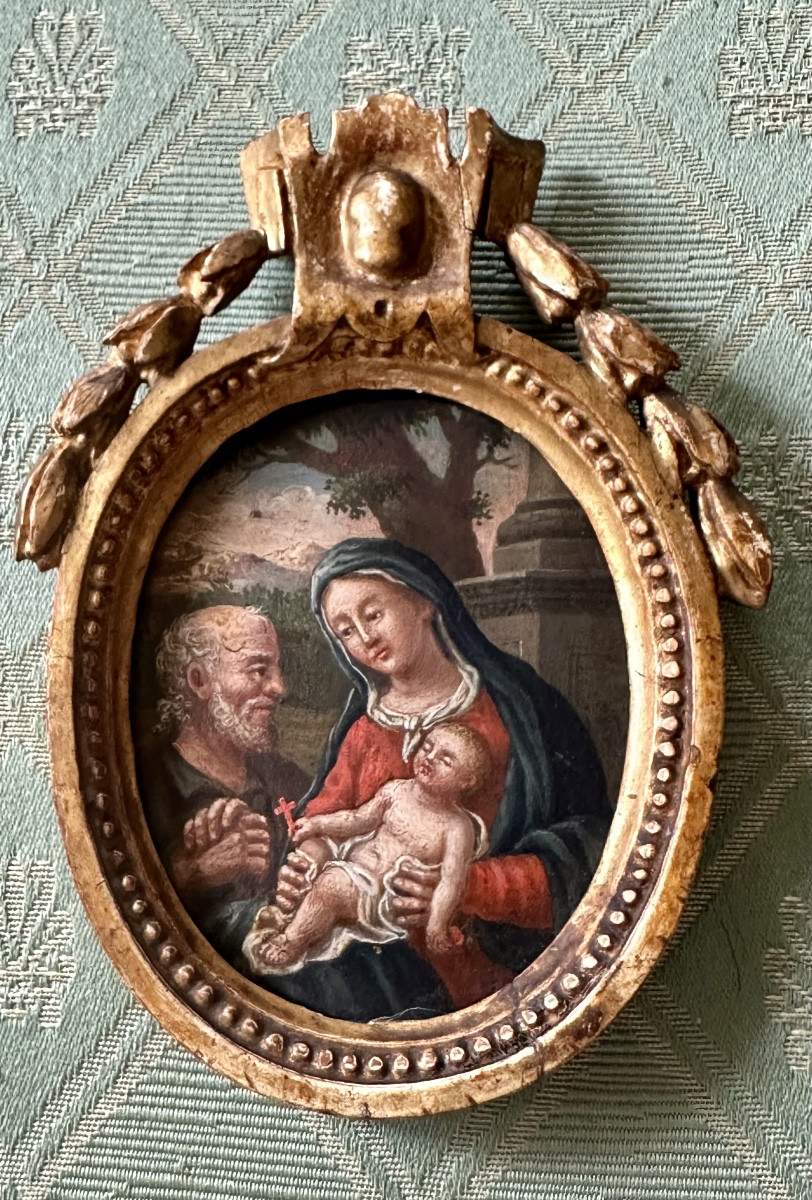 Dipinto, olio su tavoletta “ Sacra Famiglia” - XVIII sec. 