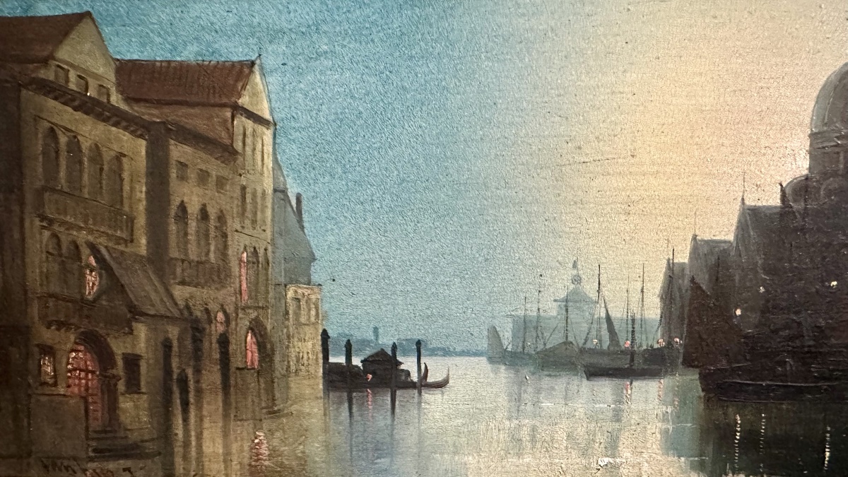 Coppia di dipinti, oli su tavola firmati e datati “Van Hier ’72” – “Veduta lagunare veneziana -photo-4