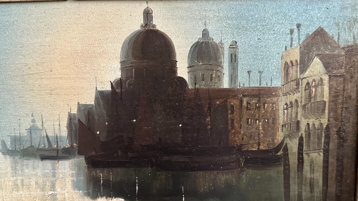 Coppia di dipinti, oli su tavola firmati e datati “Van Hier ’72” – “Veduta lagunare veneziana -photo-1