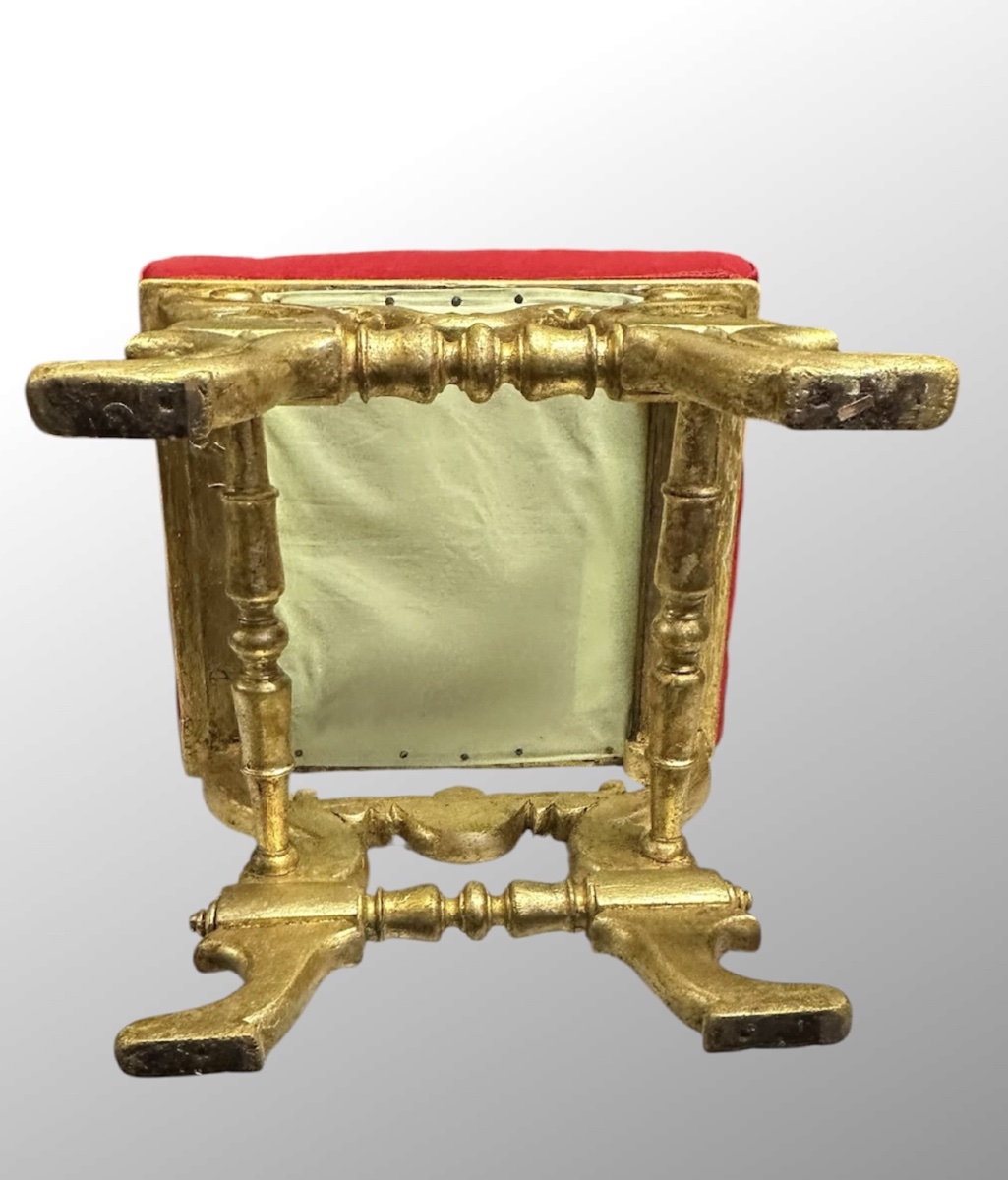 Sgabello da salotto in legno intagliato e dorato – XIX secolo-photo-1