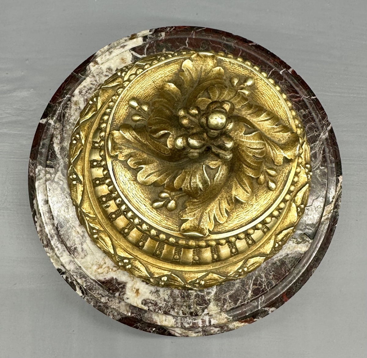 Calamaio in Bronzo Dorato e Marmo Breccia – XIX secolo-photo-4