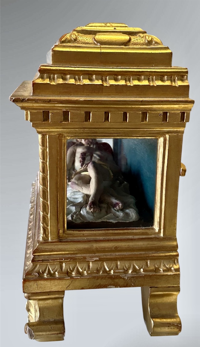 Teca devozionale con Cristo Deposto in terracotta policroma – XIX secolo-photo-3