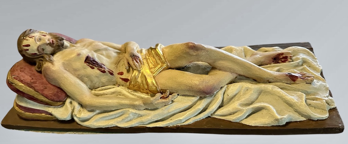 Teca devozionale con Cristo Deposto in terracotta policroma – XIX secolo-photo-4