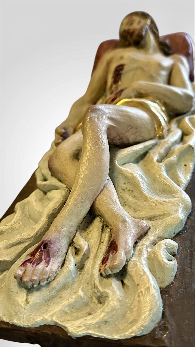 Teca devozionale con Cristo Deposto in terracotta policroma – XIX secolo-photo-8