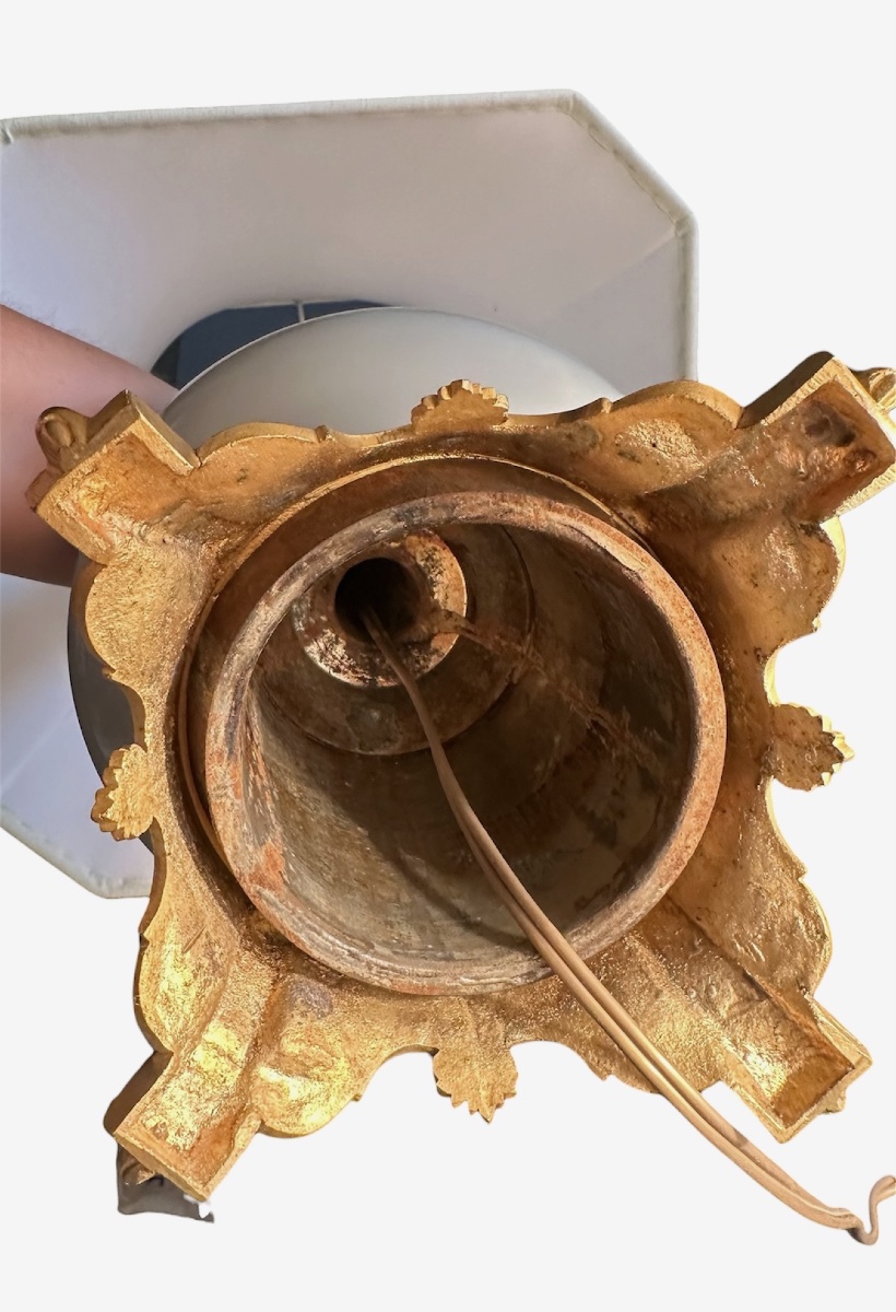 Coppia di Lampade da Tavolo in Porcellana Celadon e Bronzo Dorato – XIX secolo-photo-7