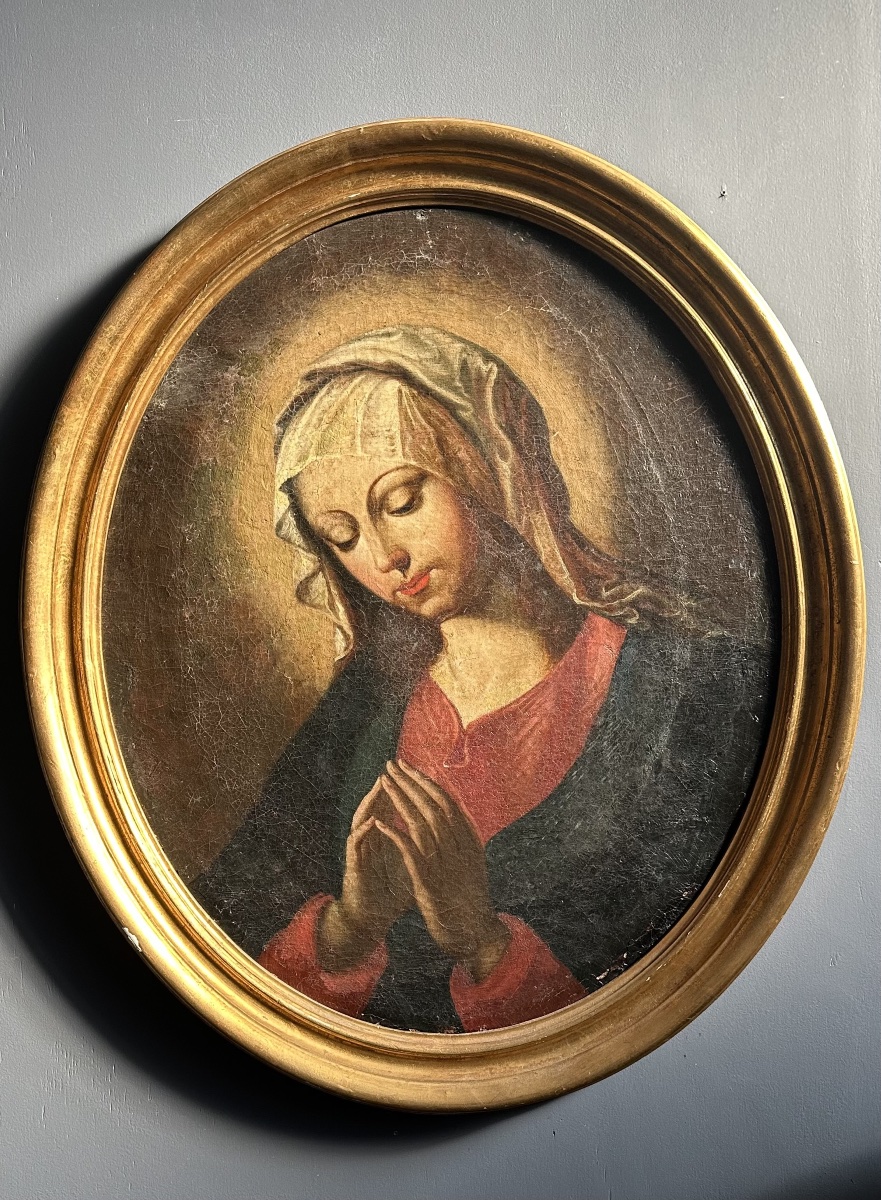 Dipinto Devozionale raffigurante la Vergine in Preghiera – Olio su Tela – XVII secolo