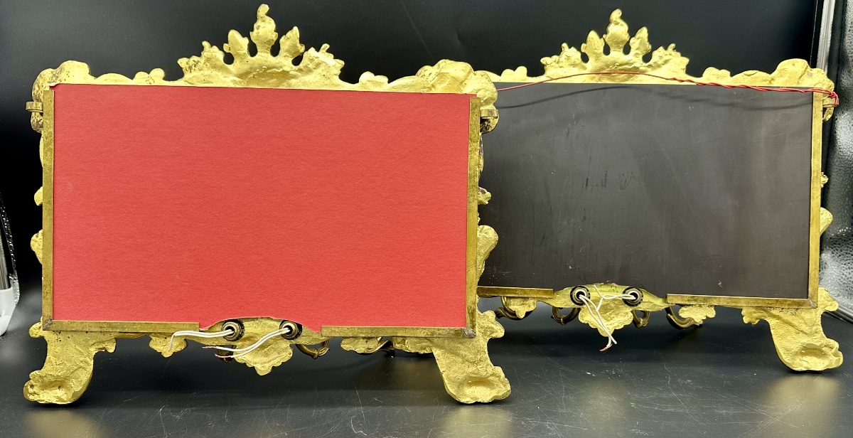 Coppia di specchiere con puntiluce in bronzo dorato – Italia, fine del XIX secolo, gusto Luigi -photo-7