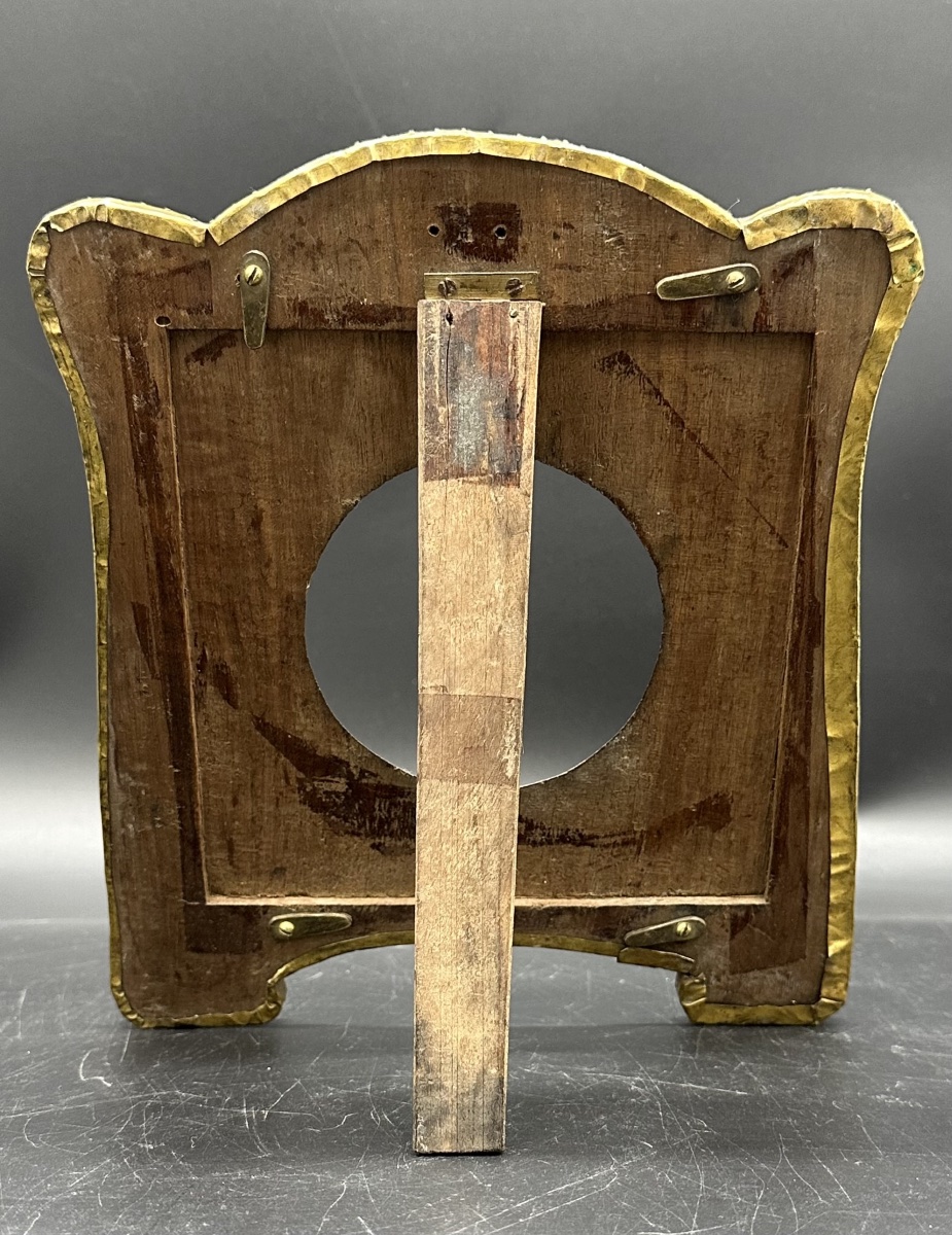 Cornice portafoto Art Nouveau – Ottone sbalzato e legno, primi del XX secolo-photo-6