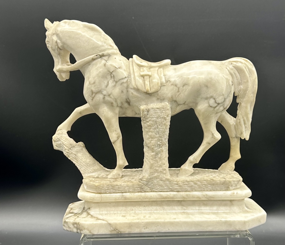 Scultura equestre in marmo bianco - XIX SEC. -photo-4
