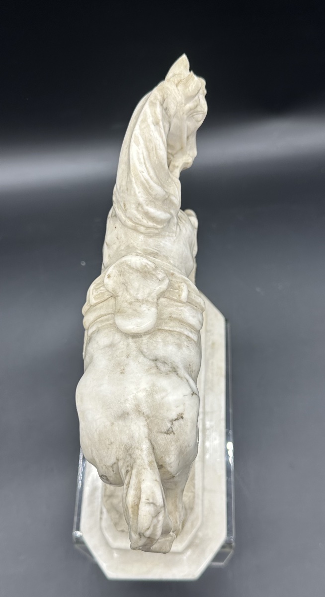 Scultura equestre in marmo bianco - XIX SEC. -photo-2