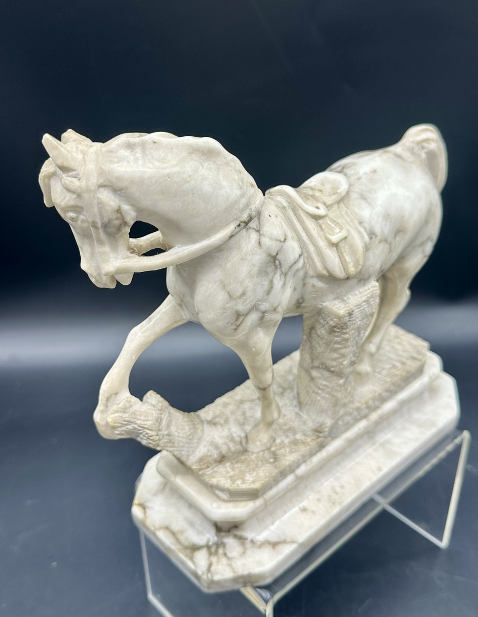 Scultura equestre in marmo bianco - XIX SEC. -photo-5