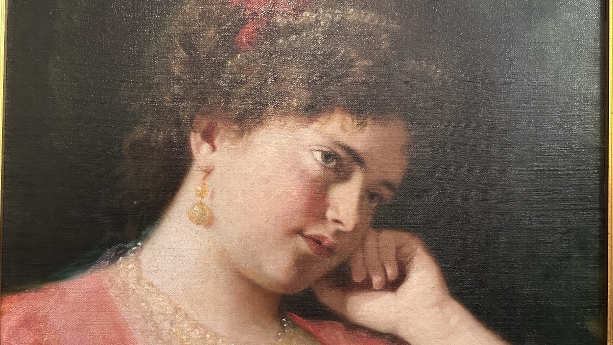 Dipinto, olio su tela "Ritratto di Giovane Donna in Atteggiamento Pensieroso" – Fine XIX Secolo-photo-2