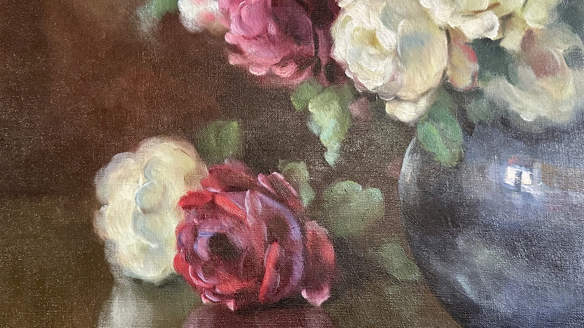 Quadro natura morta, olio su tela “Vaso di fiori”,  firmato A. Graziani - XX sec. -photo-4