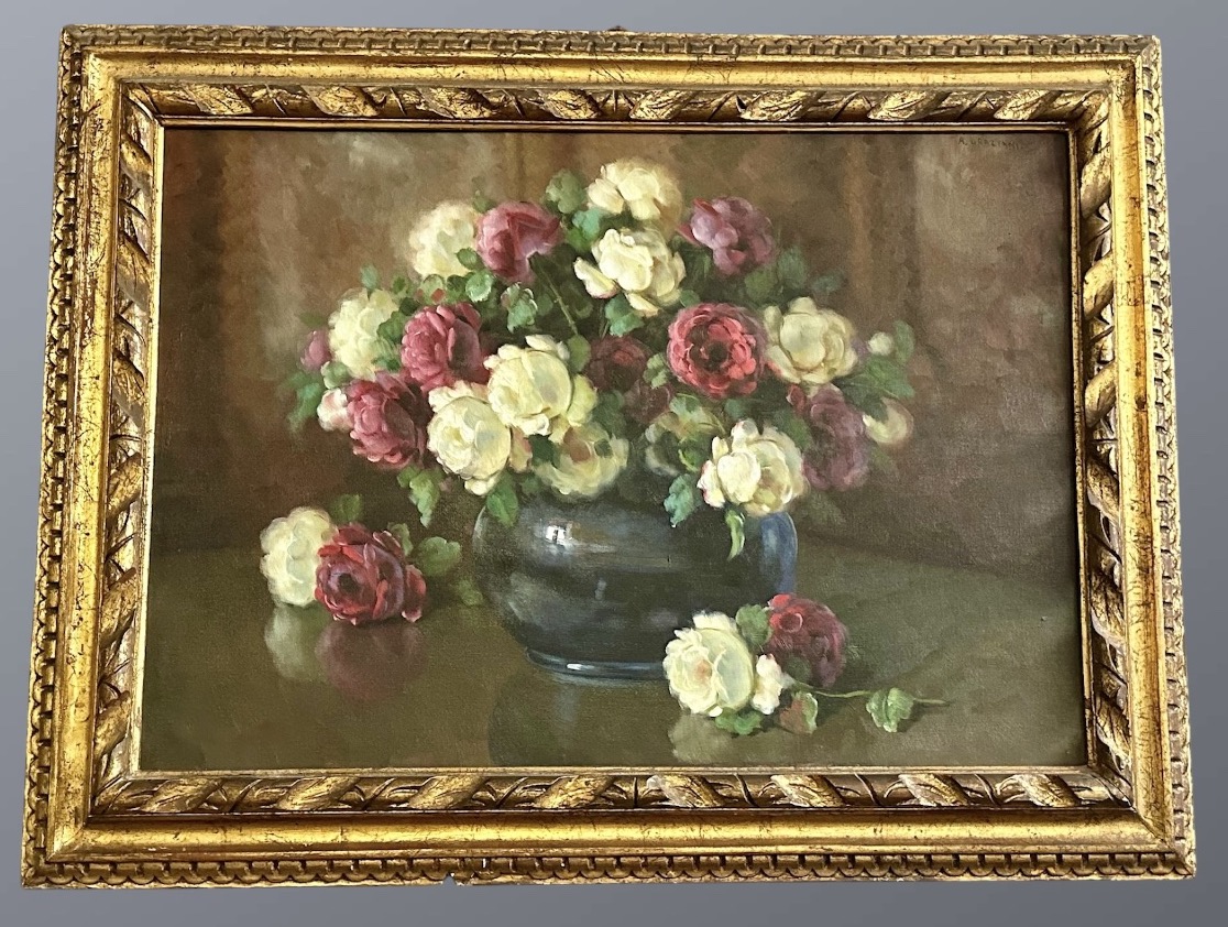 Quadro natura morta, olio su tela “Vaso di fiori”,  firmato A. Graziani - XX sec. 