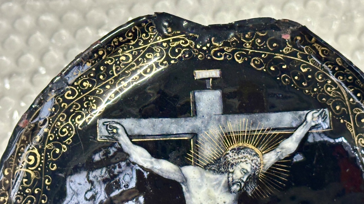 Placca in smalto di Limoges con Cristo Crocifisso - Francia, XIX secolo-photo-2