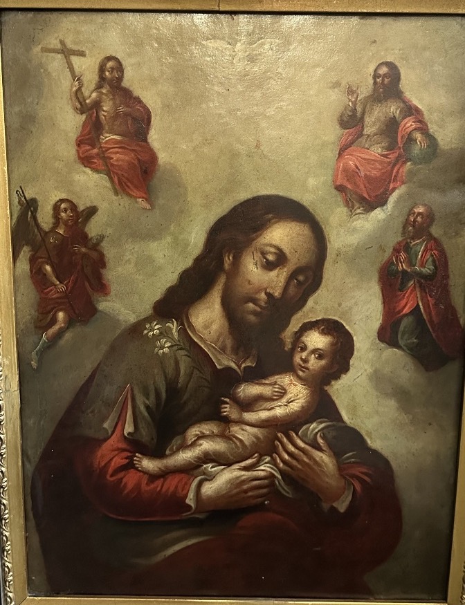 Dipinto, olio su rame "San Giuseppe col Bambino e la Gloria della Trinità" – XVIII Secolo-photo-2