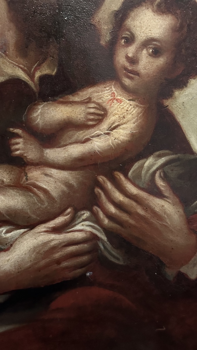 Dipinto, olio su rame "San Giuseppe col Bambino e la Gloria della Trinità" – XVIII Secolo-photo-7