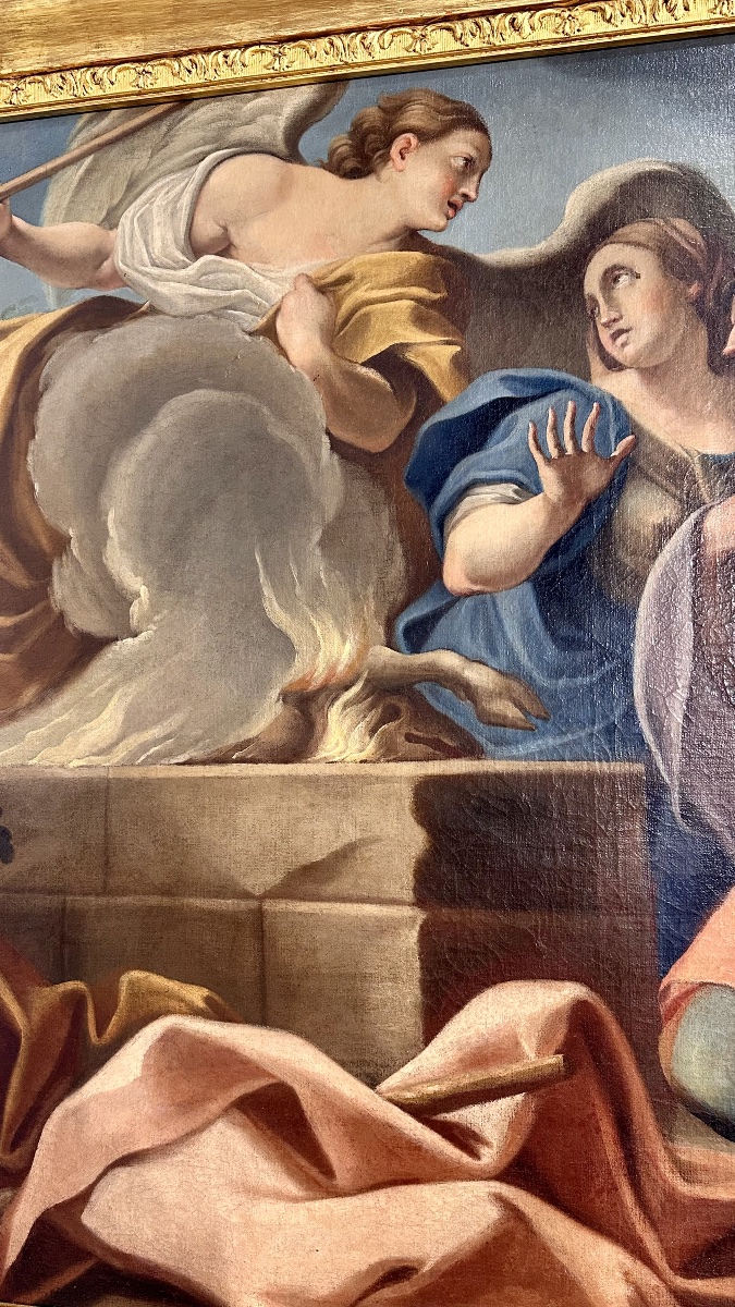 Quadro, olio su tela “Il Sacrificio dell’Agnello”, Neoclassico ( fine XVIII sec. )-photo-4
