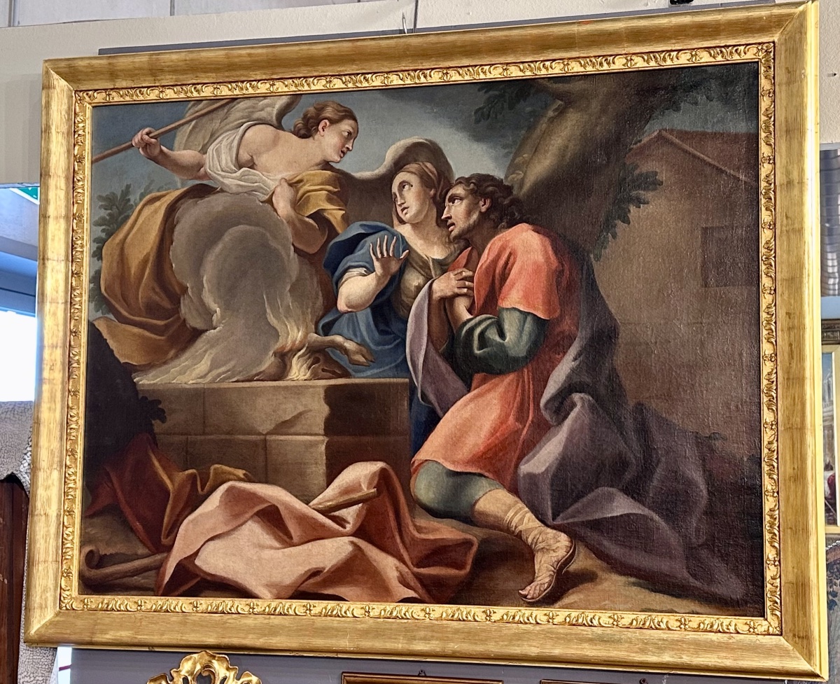 Quadro, olio su tela “Il Sacrificio dell’Agnello”, Neoclassico ( fine XVIII sec. )-photo-7