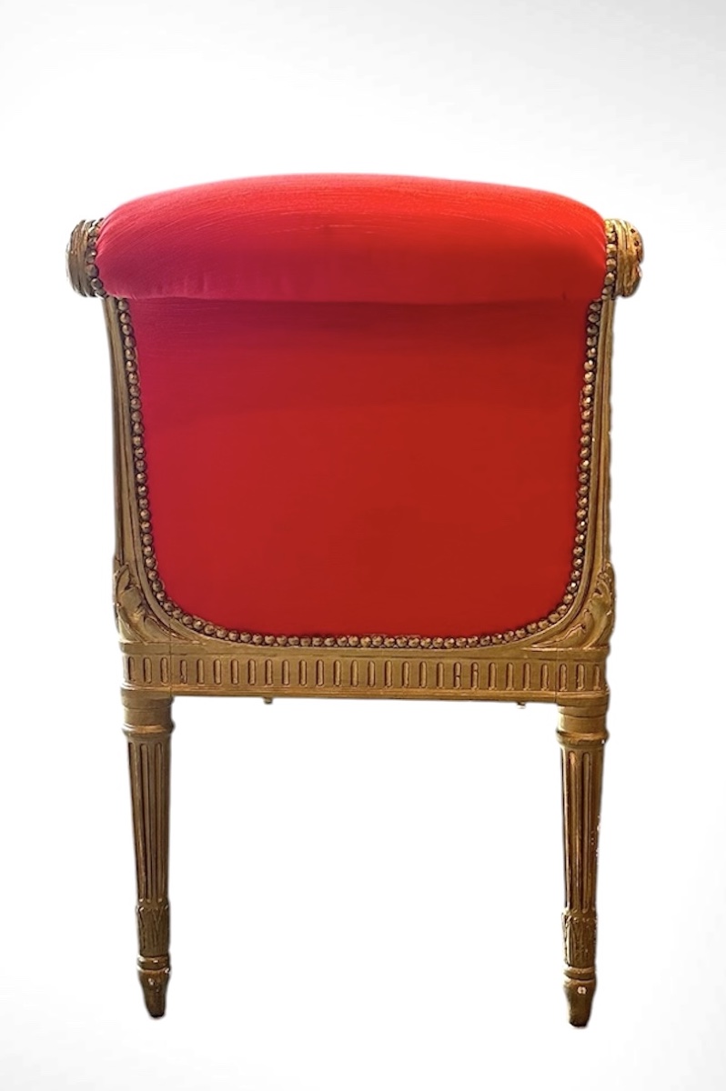 Panchetta in legno dorato, stile Luigi XVI, XIX secolo-photo-2