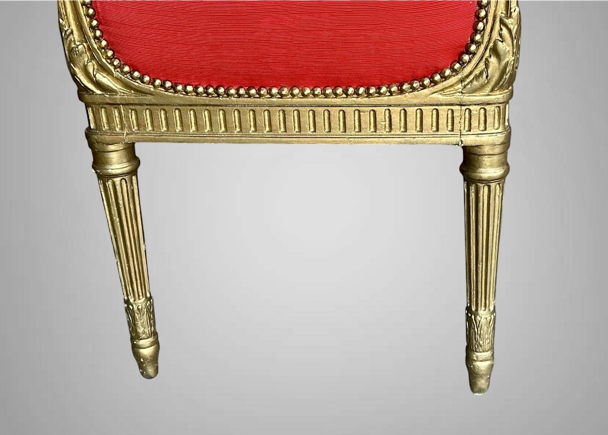 Panchetta in legno dorato, stile Luigi XVI, XIX secolo-photo-2