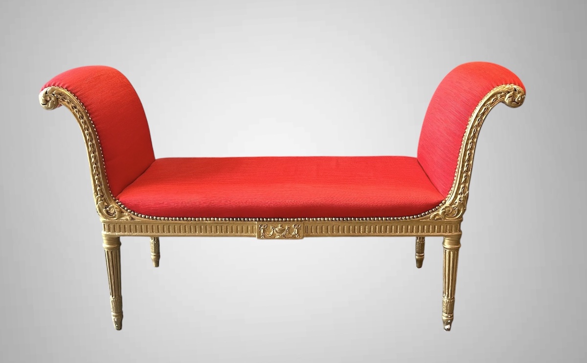 Panchetta in legno dorato, stile Luigi XVI, XIX secolo