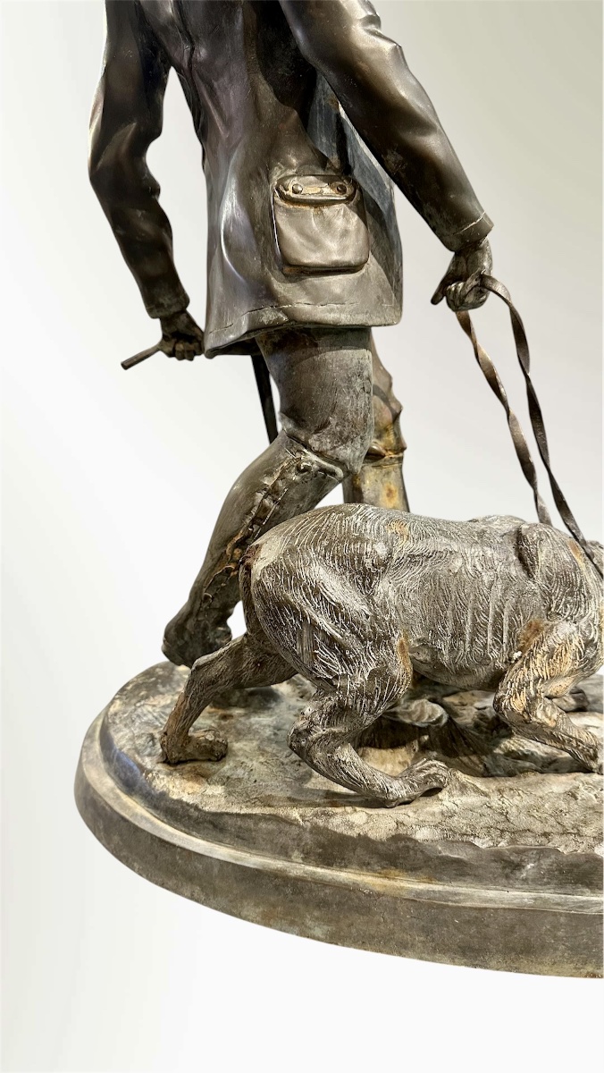 Scultura in Bronzo d'après Pierre-Jules Mêne - "Valet de Limier"  - Napoleon III-photo-1