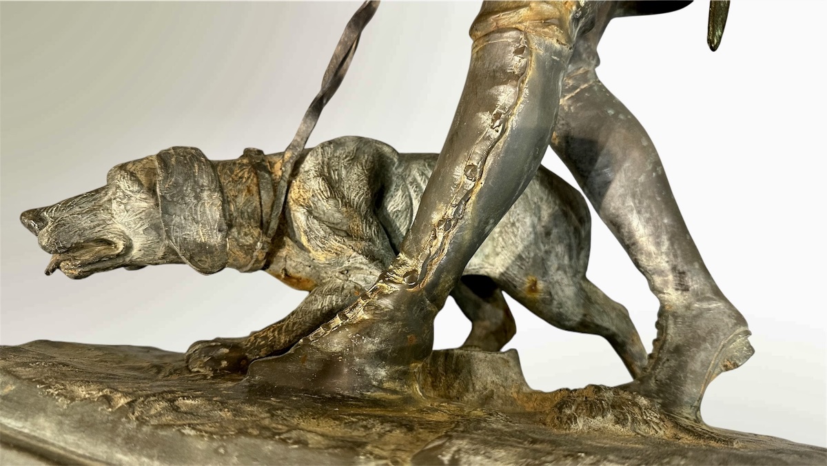 Scultura in Bronzo d'après Pierre-Jules Mêne - "Valet de Limier"  - Napoleon III-photo-6