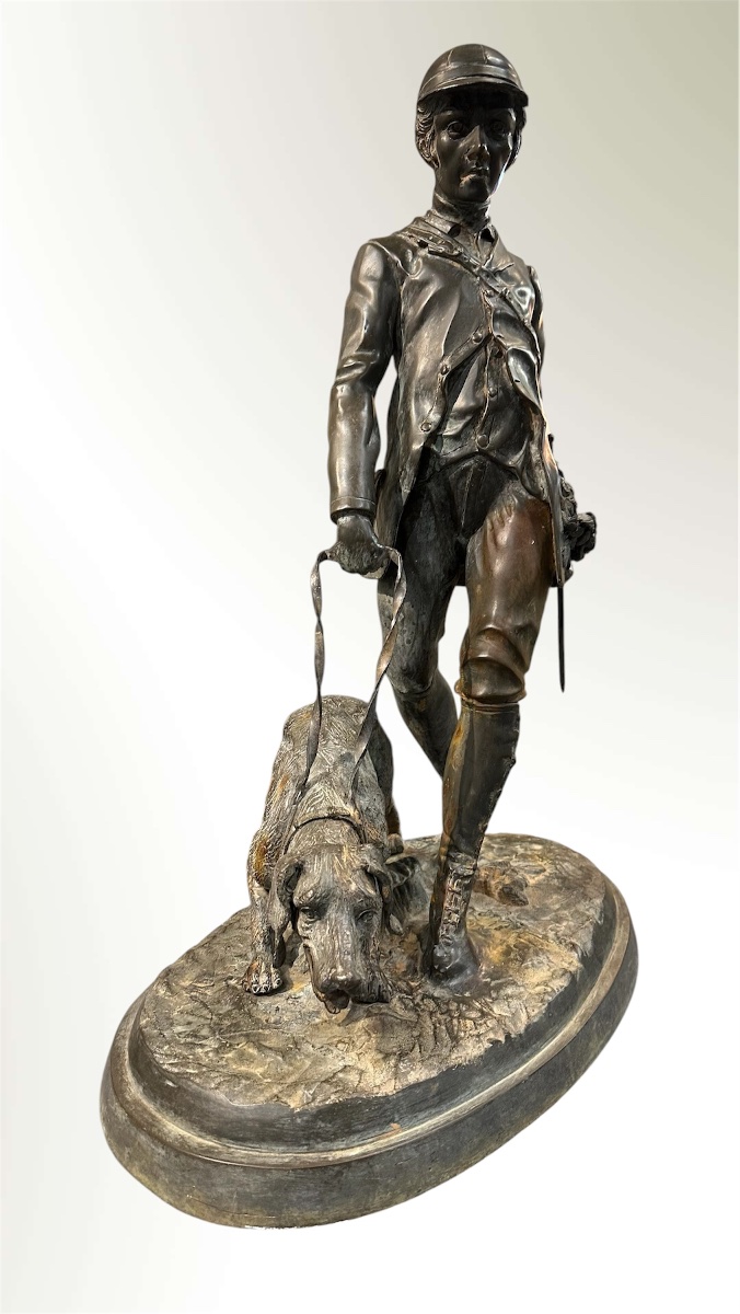Scultura in Bronzo d'après Pierre-Jules Mêne - "Valet de Limier"  - Napoleon III