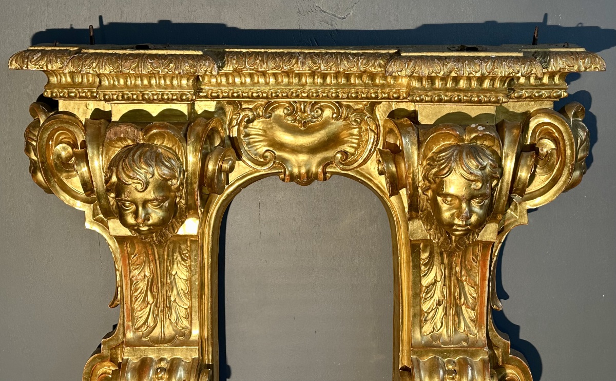 Edicola Cornice Architettonica in Legno Intagliato e Dorato - XVIII sec. -photo-2