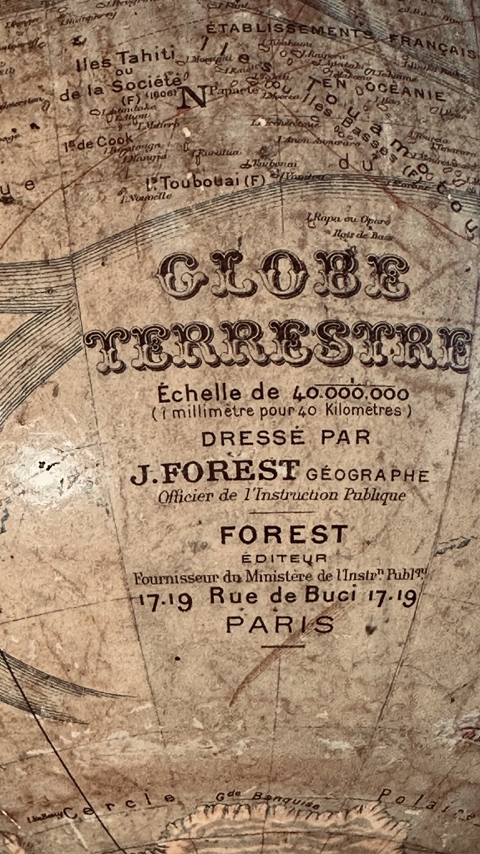 Mappamondo da tavolo, globo terrestre di Jean Forest, Parig - XIX sec.-photo-3