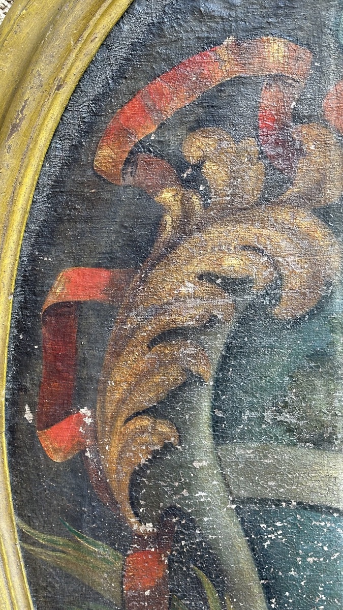 Dipinto, olio su tela, “Stemma” - Inizio del XVIII sec. -photo-2