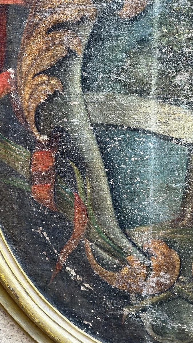 Dipinto, olio su tela, “Stemma” - Inizio del XVIII sec. -photo-3