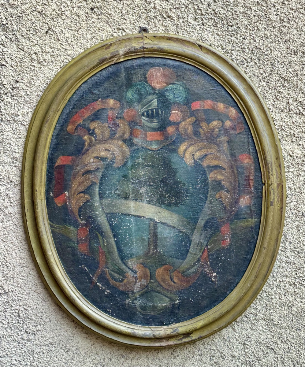 Dipinto, olio su tela, “Stemma” - Inizio del XVIII sec. 