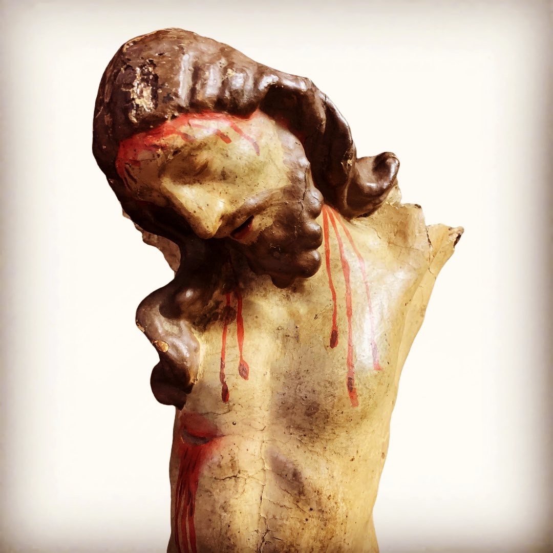 Christ En Bois Polychrome - XVII Siècle-photo-2