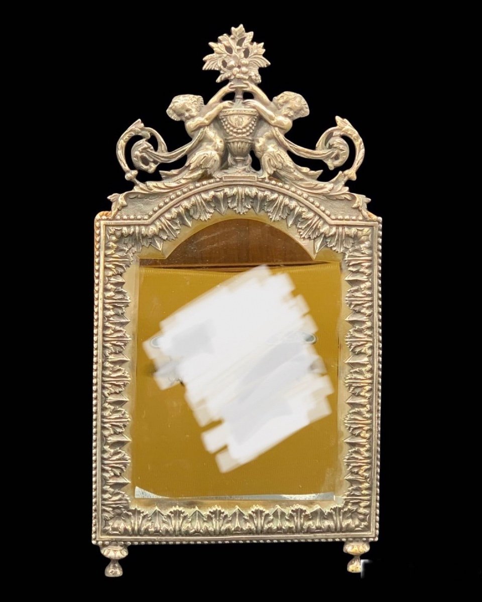 Miroir De Support, Miroir De Table En Métal Argenté - Debut Du XX Siècle