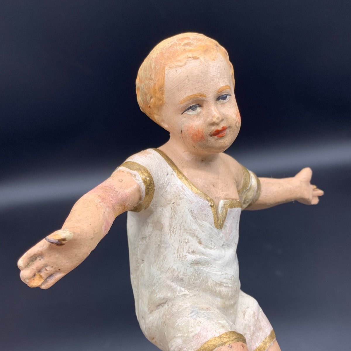 Sculpture Représentant l'Enfant Jésus En Plâtre Polychrome - Napoleon III-photo-5