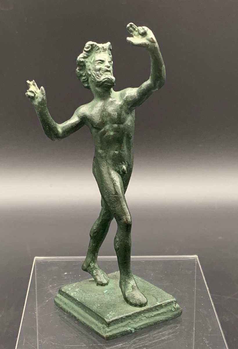 Faune Dansant En Bronze à Patine Verte - Napoleon III