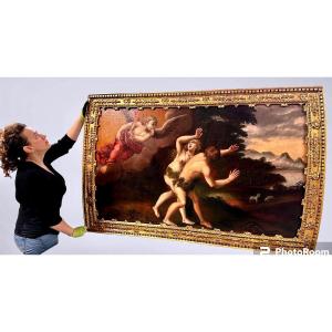 Quadro, dipinto olio su tela “La cacciata di a Adamo ed Eva dal Paradiso Terrestre” - XVII sec.