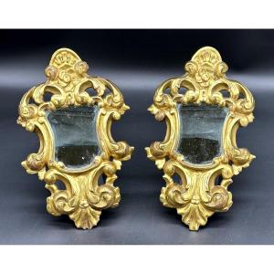 Coppia di piccole specchiere dorate - XIX sec. 