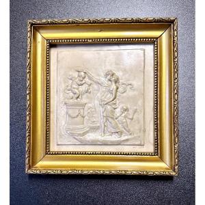 Bassorilievo lastra di calcare pietrificato, calcite, “Allegoria” - NAPOLEONE III