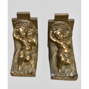 Fermalibri in bronzo Art Deco, firmati Forchino 1930. 
