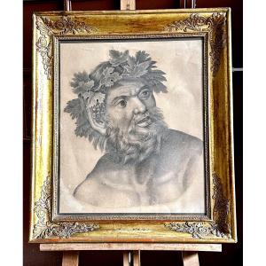 Disegno a matita,“Sileno con corona di pampini” - XIX secolo