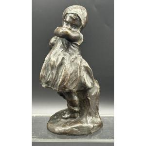 Scultura in bronzo "Bambina timida" – Primo '900. 