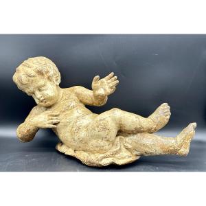 Scultura laccata “Angelo giacente” - Inizio del XVIII sec. 