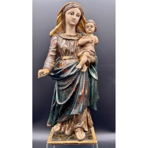 Scultura lignea policroma “Madonna col Bambino” - fine XVIII, inizio XIX sec.