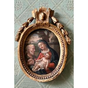 Dipinto, olio su tavoletta “ Sacra Famiglia” - XVIII sec. 