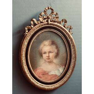 Quadro, ritratto a Pastello di Fanciullo – Firmato "E. Gillet 1867"