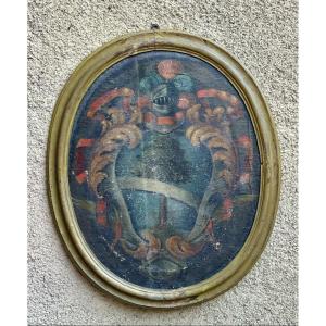 Dipinto, olio su tela, “Stemma” - Inizio del XVIII sec.